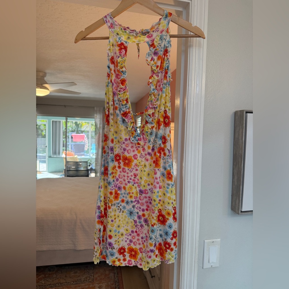 Luli Fama Multicolor Floral Swim Coverup. Size medium